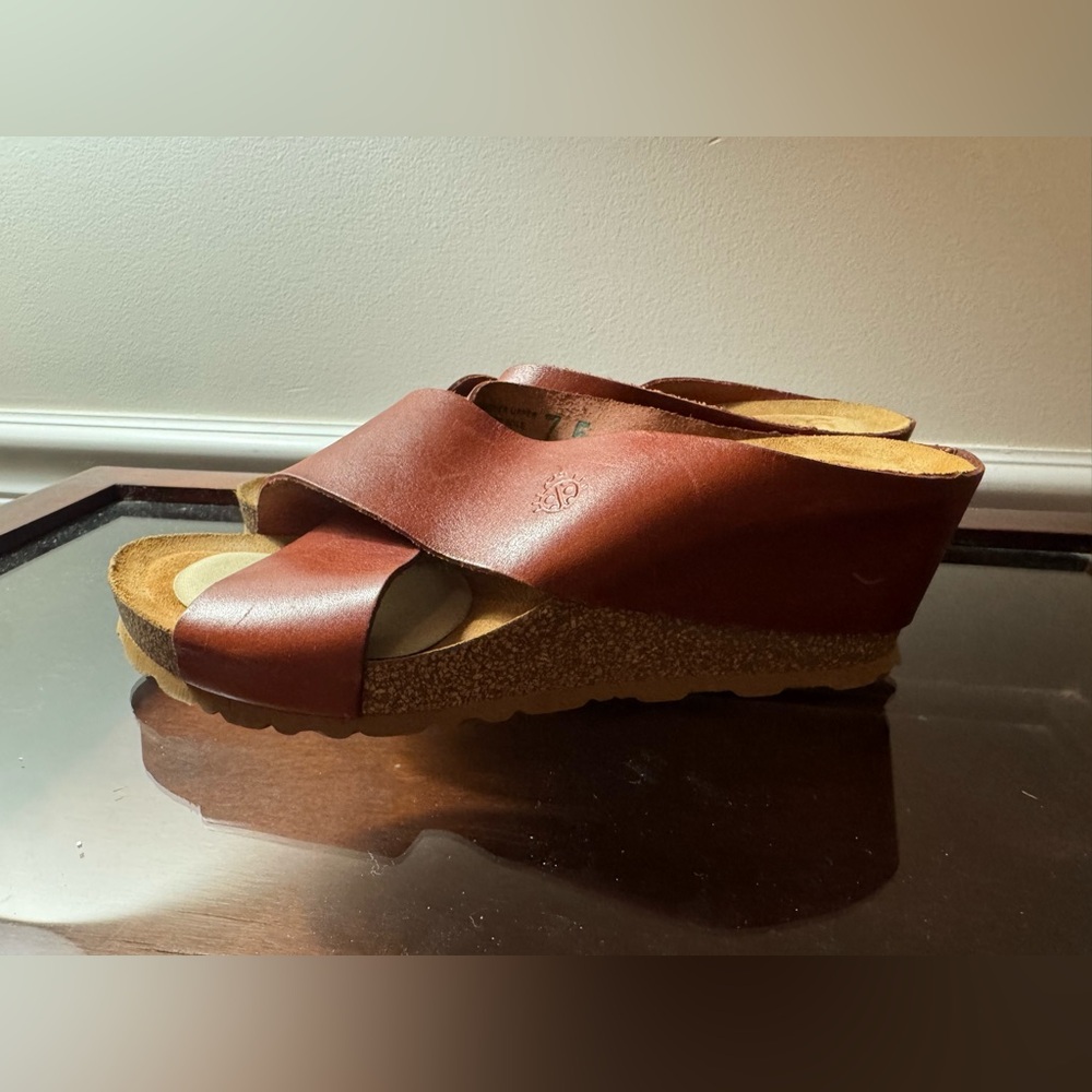 Yokono Genuine Leather Brown Wedges Slip-on Sandals - Great Condition! - Picture 8 of 8
